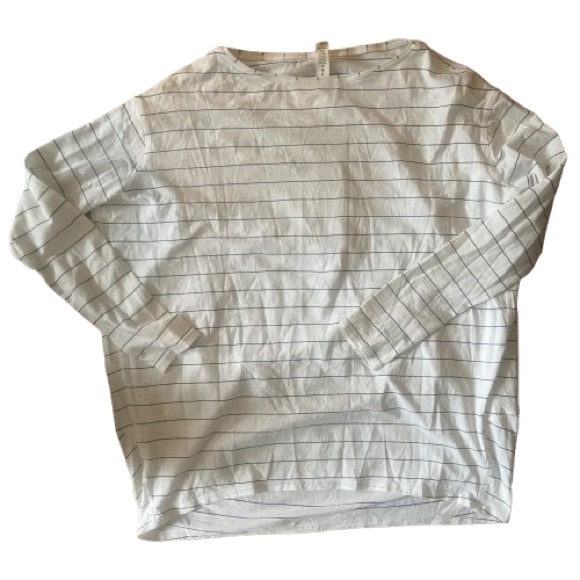 Lululemon Back In Action Long Sleeve Short Serve Stripe White Black 4 - Picture 6 of 9